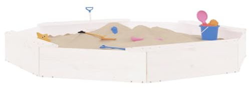 Gecheer Sandkasten, Garten Spielhaus, Sandbox, Holzsandkasten mit Sitzen Weiß Achteck