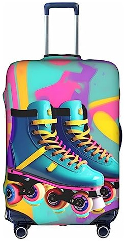 HJLUUFT Retro Colorful Roller Skates Copertura protettiva bagagli - TSA approvato Valigia, design personalizzato per una facile identificazione, bianco, Medium