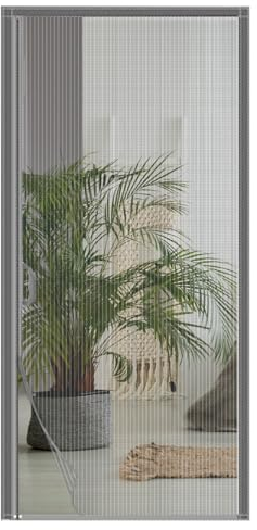 BESTORI Magnet Fliegengitter Tür Seitliche Öffnung 85 x 210 cm Insektenschutz Balkontür aus Fiberglas Ohne Bohren Fliegenvorhang für Terrassentür Kellertür Grau