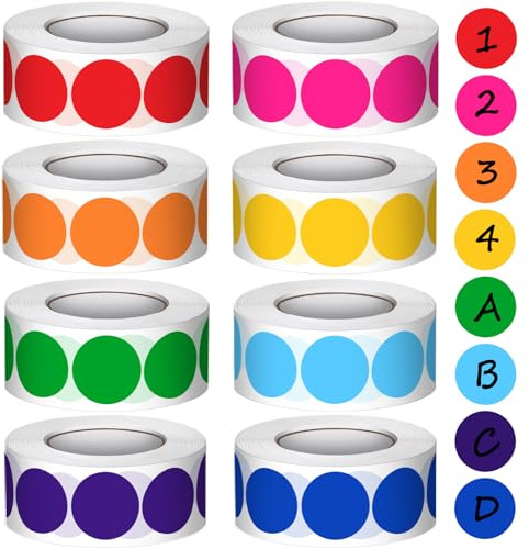 4000 Pcs 20mm Coloured Dot Sticker 8 Assorted Colours Sticky Dots Coloured Stickers Circle Sticker, Self Adhesive Round Stickers Labels for Calendar Coding School Office DIY Crafts Gift