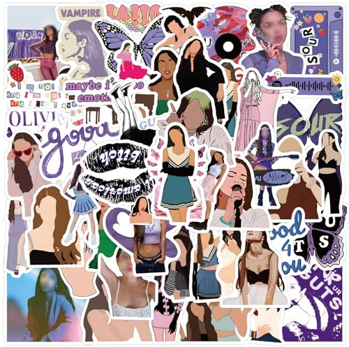 KASESSS 110 Pieces for Olivia Stickers, Pop Singer Decal, Waterproof Stickers Music, Scrapbook Stickers for Olivia-Fans Gift, Vinyl Stickers for Water Bottles,Guitar,Laptop Book, Skateboard,Suitcase