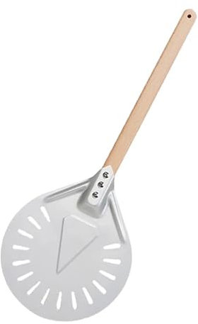 NihaoWXM 7 /9 Aluminium Pizza Wendeschaufel Mit Metall Griff Runde Pizza Turner Perforierte Pizza Schaufel Spinner Ofen Zubehör Pizzaschaufel(9 Inch-Sliver)