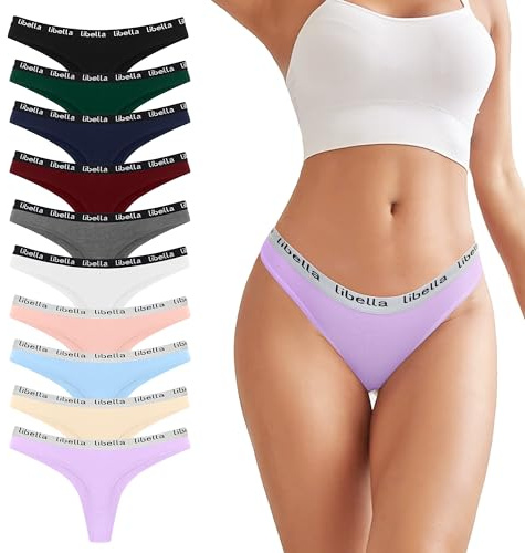 Uizuooy Stringtrosa dam trosor osynliga stringtrosor i bomull stretch stringtrosor enkla och bekväma olika färger 10-pack, Flerfärgad-un1, XL