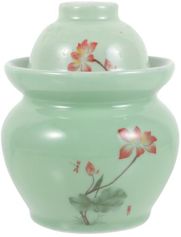 PRETYZOOM 1. 2 Kg Keramik-Gärglas Mit Deckel Traditioneller Chinesischer Gemüseaufbewahrungstopf Lebensmittelaufbewahrungsglas Großes Gärglas Zum Sauerkraut-Einlegen