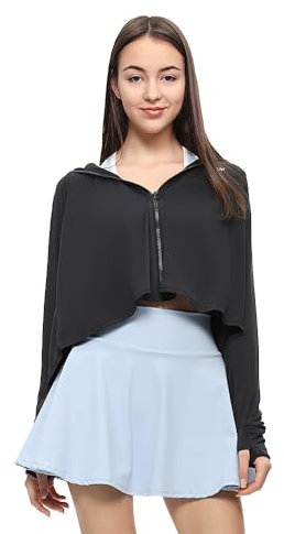 OhSunny Womens UPF 50+ Long Sleeve Shirt Sun Protection Hoodie Jacket Lightweight Running Hiking Cycling Outdoor Full Zip Tops SLC3M082 Black M