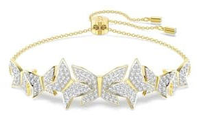 Swarovski Idyllia Lilia Armband, Vergoldetes, Weißes Damenarmband mit Schmetterlingsmotiv in Schimmerndem Pavé, Mit Kugelschiebeverschluss, Armbandlänge: 24 cm, Motivgöße: 1.5 5.6 cm