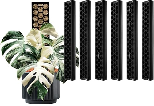 Kunststoff Moos Pole Set von 6 für Kletterpflanzen, 43cm Kunststoff Stapelpflanzenstütze, für Monstera & Indoor-Pflanzen mit verbesserter Stabilität konzipiert, schwarz