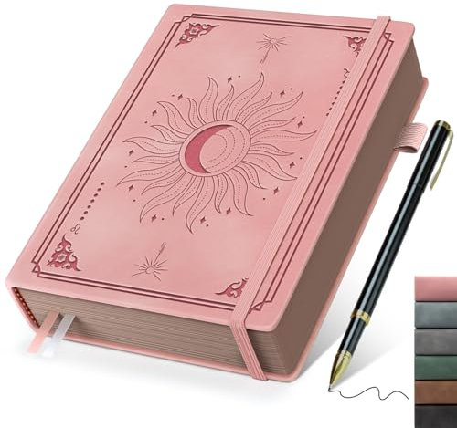 Smarpau Notizbuch A5, Hardcover Journal mit 100gsm 366 Seiten Tintenfestes Papie, Lined Notizblock mit Stift für Erwachsene Arbeit, Schreiben, Notizen, Lernen, Reisen, 14.5 x 21 cm-Rosa