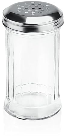 6 x ströare 13,5 cm, 300 ml sockerströare stor rostfritt stål glas sockerströare