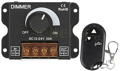 Manopola LED Dimmer 30A Manopola potenziometro regolabile ad alta potenza Dimmer Switch Controller e telecomando DC 12V 24V(Dimmer and RF3key)