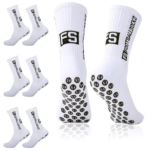Vimmvid 3 pares de calcetines de fútbol para niños, calcetines de fútbol, color blanco, cómodos y transpirables, para niños de 6 a 12 años