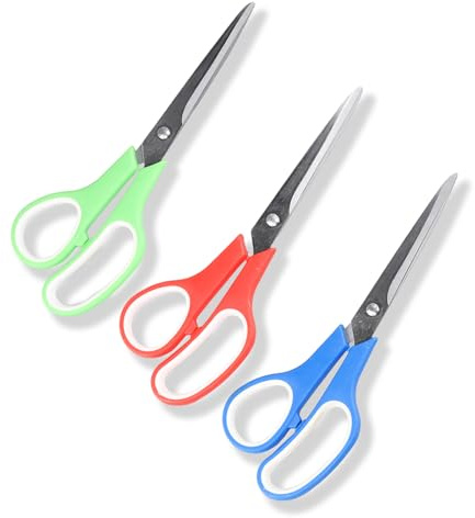 Mehrzweckschere, 20,3 cm, ultrascharfe, langlebige Edelstahlklingen, ergonomische Komfortgriffe, für Zuhause, Büro, Schule, Handwerk, Nähen und Schneidern, 3 Stück