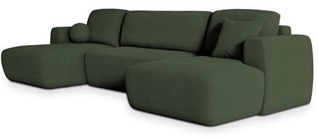 Masseno Ecksofa SENTUM N mit Schlaffunktion U-Form, Sofa mit Bettkasten, Wohnzimmersofa, Couch, Soffa, Bettsofa, Couchgarnitur- Grün, Now OR Never 37