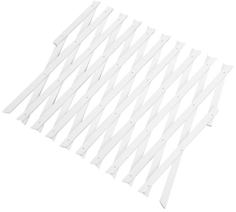 HEMOTON Treillis Mural en Bois Extensible pour Plantes Grimpantes D’intérieur ’extérieur, Panneau De Clôture Blanc H44 Ajustable, Support Robuste pour Jardin Et Balcon