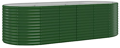 Bancal de acero con recubrimiento en polvo 249 x 100 x 68 cm, color verde, duradero y fácil de limpiar para el cuidado del jardín, ideal para pequeños jardines y familias