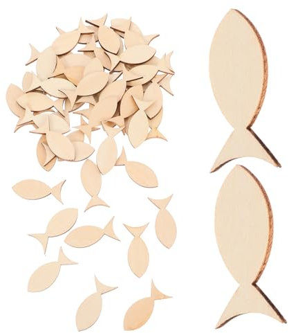 PartyKindom 50stücke Holzfischausschnitte Zum Basteln Diy-verzierungen Holzausschnitte Für Meeresthemen Naturholz Für Kreative Projekte Dekorationen Für Heim Und Party