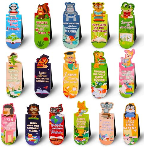 16 marcapáginas magnéticos, animales dulces, marcapáginas, cumpleaños infantiles, regalos de Navidad, regalos de invitados, bolsa escolar, relleno para calendario de Adviento, relleno para