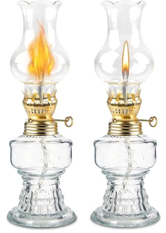 2 pezzi lampada a petrolio in vetro per interni, lampade a olio in vetro, vintage, lampada a petrolio, lampada classica a petrolio, lampade a petrolio, per soggiorno, sala da pranzo, giardino