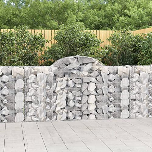 HaoChrymec Gabions à Arc Haut with Fer Galvanisé, Design Stable, Gabion Jardinière, Panier à Pierre, Parterre Surélevé en Gabion, 200 x 30 x 100/120 cm