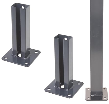 Aqbau® 2er Set Pfostenträger 60×40 mm Aufschraubhülse Anthrazit für Doppelstabmattenzaun – verzinkt & pulverbeschichtet – für Zaunpfosten, Sichtschutz, Gartenzaun