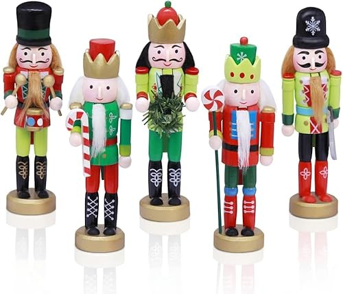 Mittokonnel 2025 Nussknacker Figur 5 Stücke Nussknacker Weihnachtsfiguren 13 cm Weihnachten Nussknacker Ornament,nussknacker tischdeko, Weihnachtsdekorationen(Standard)