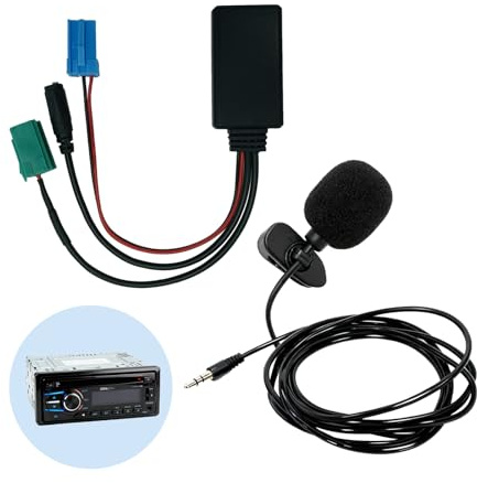 Bluetooth Adapter Auto AUX Kabel 6 Pin mit Mikrofon – Audio Splitter für Autoradio, einfache Verbindung für Smartphone, Tablet und MP3-Player,für kabelloses Musikstreaming im Auto