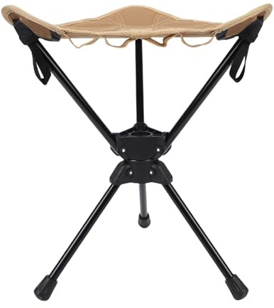 HUSHUI Vikbar Campingpall, 360 Graders Roterande Lätt Bärbar Utomhusstol med Robust Ram Av Aluminiumlegering, för Campingvandring Fiske Picknick BBQ (Kaki)