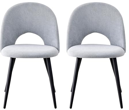 GrandCA HOME Juego de 2 Sillas de Comedor, Modernas Sillas de Cocina Tapizadas con Patas de Metal, Ideales para Comedores, Salas de Estar y Dormitorios - Gris