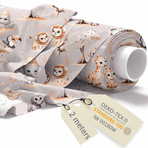 DreamRoots Stoffa cotone al metro - Tessuti a metraggio bambini - Tessuto al metro - Tessuto cotone - Stoffe per cucito creativo 160cm x 2M
