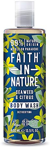 Faith In Nature Natural Seaweed and Citrus Body Wash, Restorative Shower Gel, Vegan and Cruelty Free, No SLS or Parabens, 400 ml