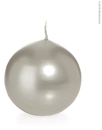 Wiedemann Kugelkerzen lackiert in Cellophan, Wachs, Silber, 8 x 8 cm, 6-Einheiten