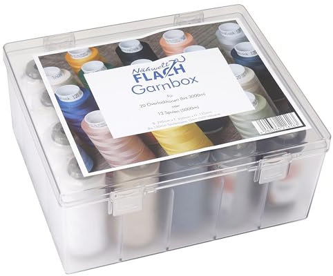 Nähwelt Flach Acryl-Garnbox gefüllt mit 20 Konen Trojalock je 2.500 m (0,002€ pro m)