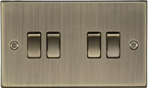 10AX 4G Interruptor de Placa de 2 vías con Borde Cuadrado de latón Envejecido CS41AB