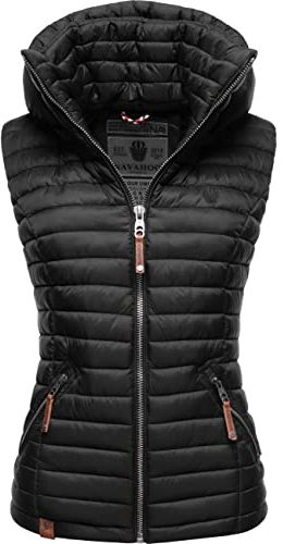 Navahoo Damen Übergangsjacke leichte Steppweste mit Abnehmbarer Kapuze Shadaa Schwarz Gr. XS