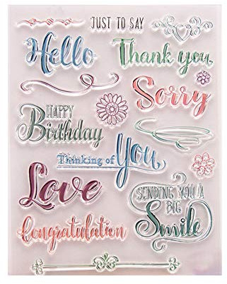 Uteruik - Sello de Silicona Transparente con Texto en inglés Hello Thank You Sorry Words (Texto en inglés)