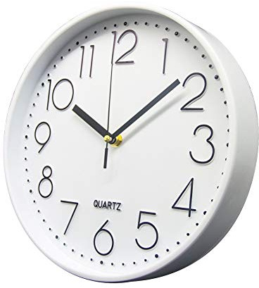 Delgeo Moderne Wanduhr Dekoration Weiß, Ohne Ticken, Wanduhr für Dekoratives Zuhause/Büro/Küche, (30cm, Weiß)