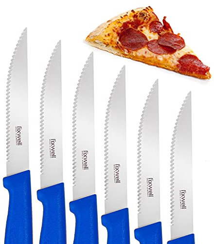Fixwell® - Cuchillo multiusos azul I afilado universal para pizza, panecillos y demás – muy duradero, inoxidable, apto para lavavajillas y alimentos | 100% fabricado en Alemania desde 1955