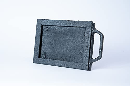 SEZAM Drosselschieber zur Luftregulierung aus Gusseisen, Rauchgasdrosselung, Kaminschieber - für Pizzaofen - Brotofen - Steinofen - Holzofen, 25 x 1,5 x 16 cm, schwarz bemalt