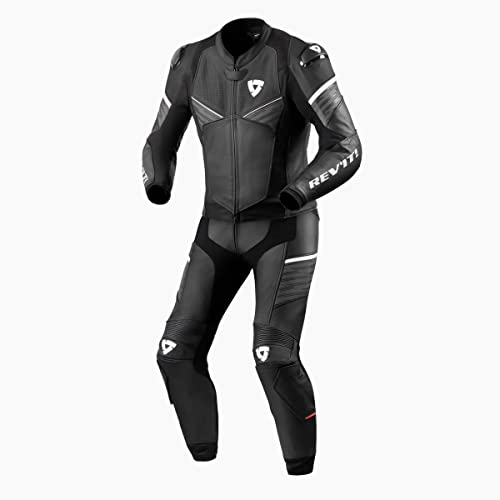 REV'IT! Revit Beta Tuta in pelle da moto a 2 pezzi (Black/White,52)