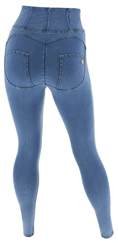 FREDDY - Jeggings Push Up WR.up® Curvy Vita Alta con Zip Gamba Skinny, Donna, Denim Chiaro, Medium