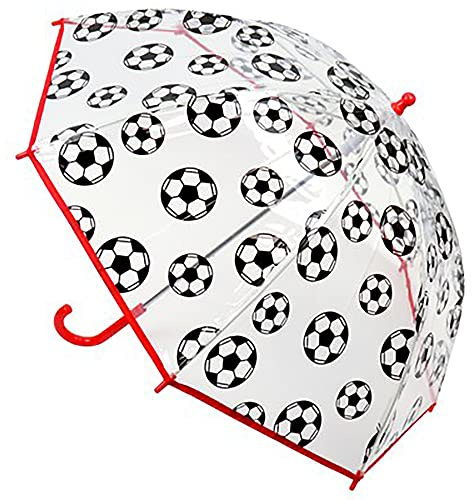 KAV Parapluie d'école transparent pour enfants garçons et filles – Design doux, beau, léger parasol dôme pour votre enfant, motif ballon de football, M