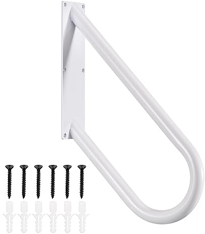 Sourcing Map U-Shaped Stair Handrails - 18 Length, 16.5 Height for Outdoor Wall, Porch, Garage Steps - White
