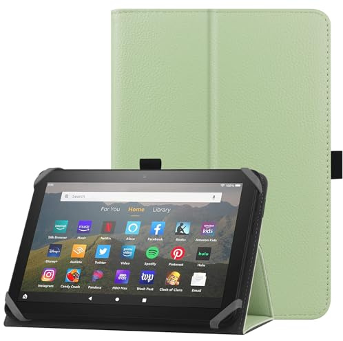 HoYiXi Universelle Hülle für 7-8 Zoll Tablette Fire HD 8 2020/2022 & Fire HD 8 Plus 2020/2022 mit Ständer Folio und Handschlaufe Schutzhülle für 7-8 Samsung Lenovo Android Tablette - Grün