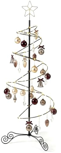 HOHIYA Metallspirale, Weihnachtsbaum-Alternative, Ornament-Ständer für kleine Räume, Schmiedeeisen, hängender Baum mit Haken für Urlaub, Halloween, saisonale Dekorationen, Geschenkidee, schwarz, 100