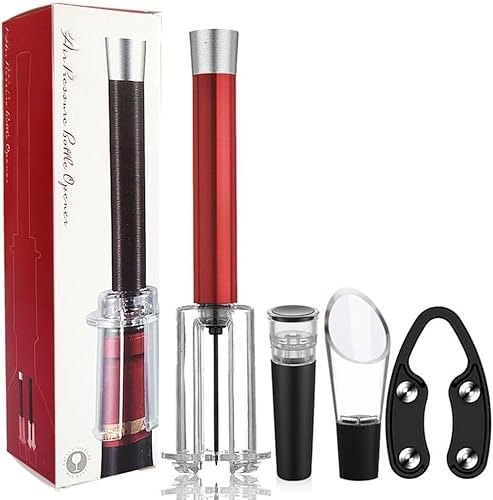 Wino on The go Wine Opening Set,Air Pressure Pump Wine Bottle Opener,Easy Cork Remover Corkscrew,Corkscrew Wine Opener Wine Opener Aluminum Alloy Handle(Red)