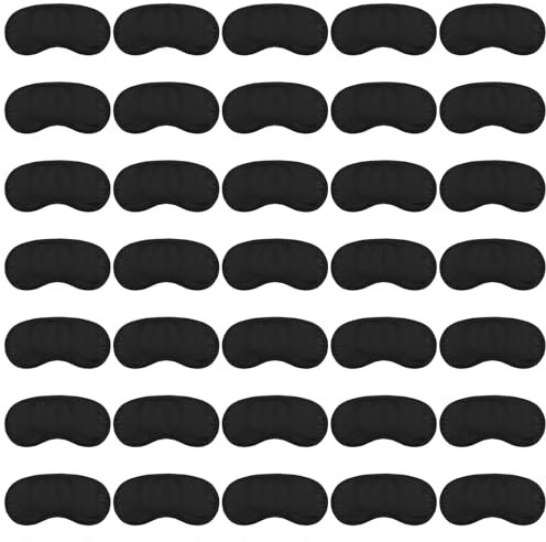 Kinmsito 30 Stück Schlafmaske,Weiche Augenmaske Schlafmasken,Lichtblockierende Augenbinde Schlafen mit Nasenpolster und Verstellbarem Riemen,Augenabdeckung für Damen Herren Schlaf Spiel Reise(Schwarz)