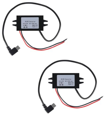 2 Pcs DC 12V to 5V USB C Buck Converter 3A 15W Type-C Right Angle Step-Down Converter Voltage Regulator Car Power Converter Adapter Waterproof