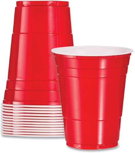 Venuscello 50 bicchieri di plastica rossi da 473,6 ml, versatili, in stile americano, per feste di compleanno, addio al nubilato, addio al celibato, serate studentesche, giochi estivi, riutilizzabili,