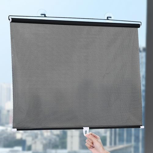 Rollo Dachfenster Ohne Bohren Rollos mit Saugnäpfen Sonnenschutz Rollo mit 3 Stück Saugnapf Einziehbare Saugnapf-Rollos Thermische Verdunkelungs Rollos für Küche,6 Größen (50cmx125cm(19.7inx49.2in))