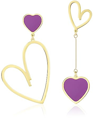 Linawe Pendientes colgantes en forma de corazón, pendientes de acero inoxidable para mujer, pendientes colgantes para pareja, pendientes para mujer